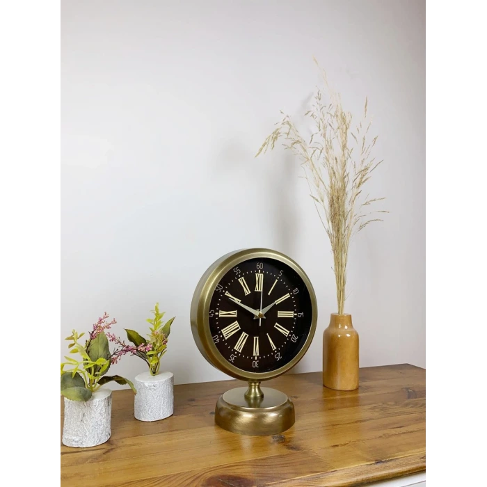 Eskitme Metal Zarif Masa Saati 25×20 cm