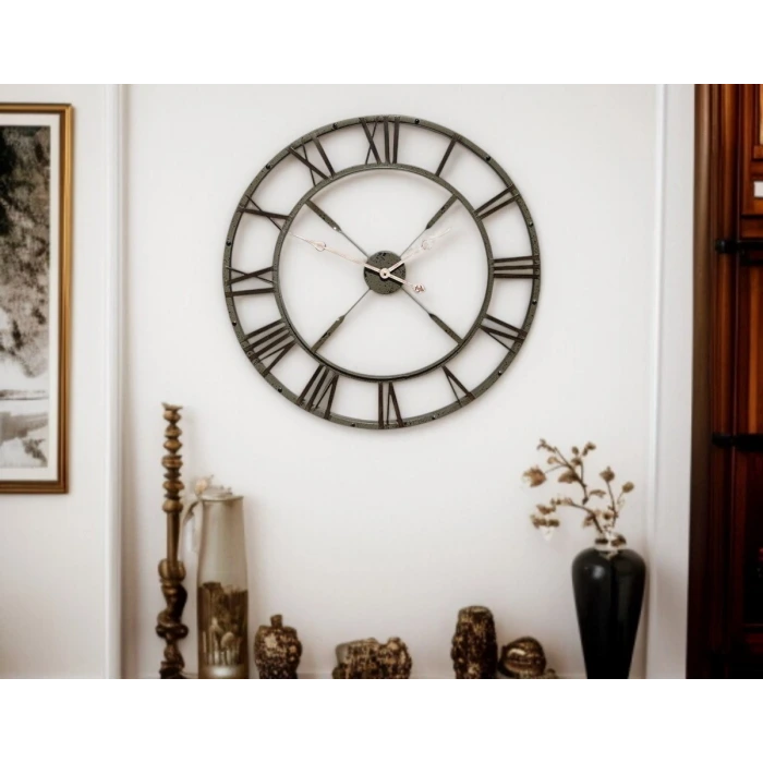 Eskitme Stil 73 Cm Duvar Saati