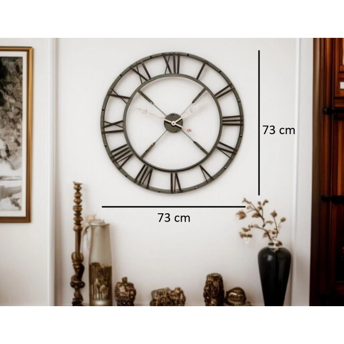 Eskitme Stil 73 Cm Duvar Saati