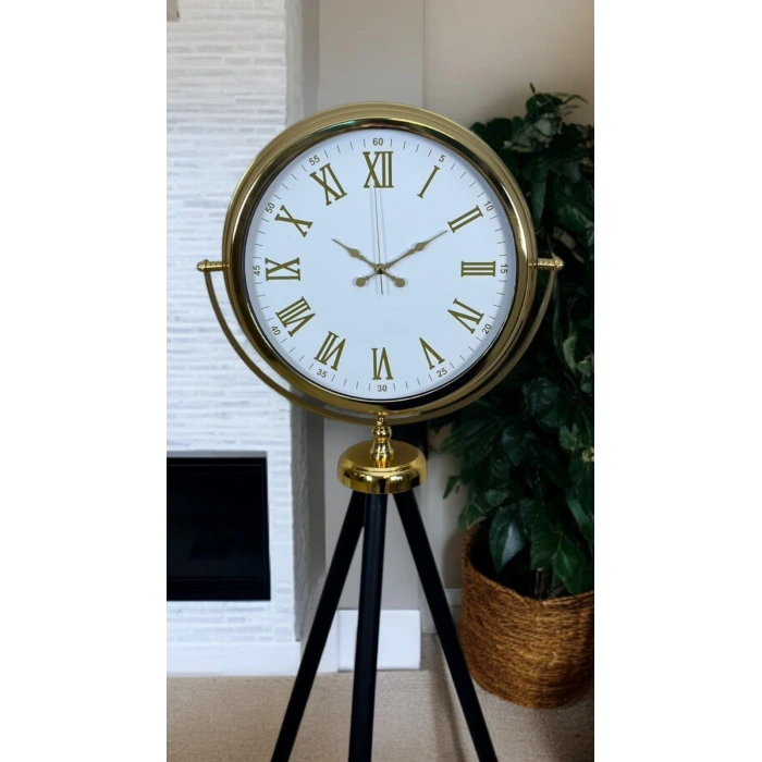 Gold Göz Alıcı Tripod Ayaklı Duvar Saati