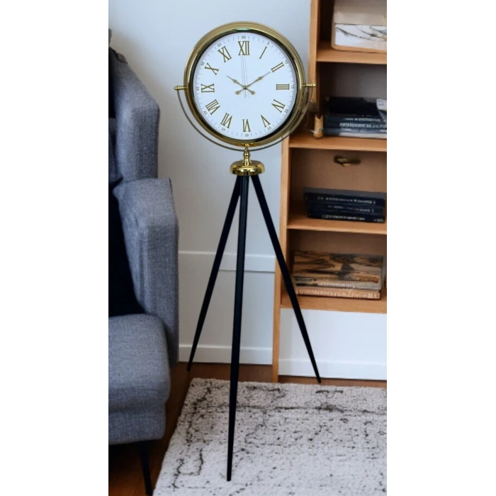 Gold Göz Alıcı Tripod Ayaklı Duvar Saati