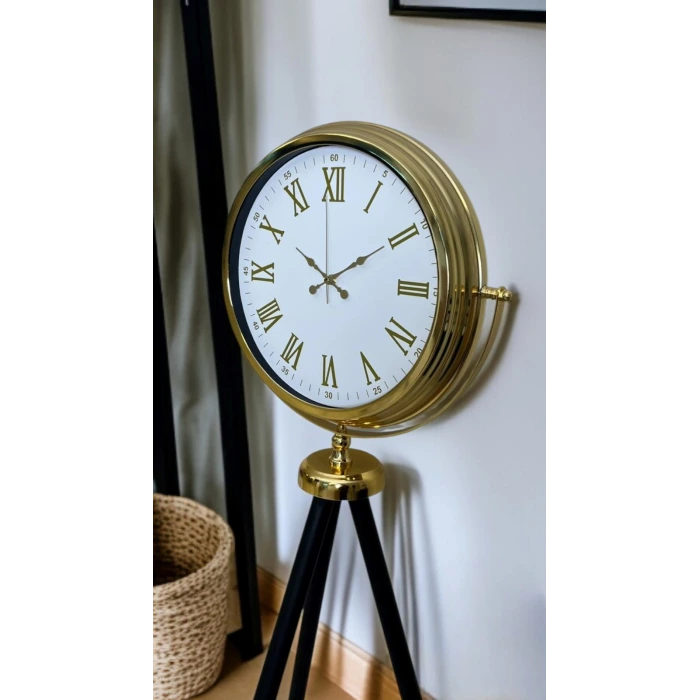 Gold Göz Alıcı Tripod Ayaklı Duvar Saati