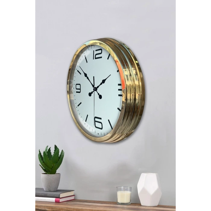 Gold Lüks 40 Cm Metal Modern Duvar Saati