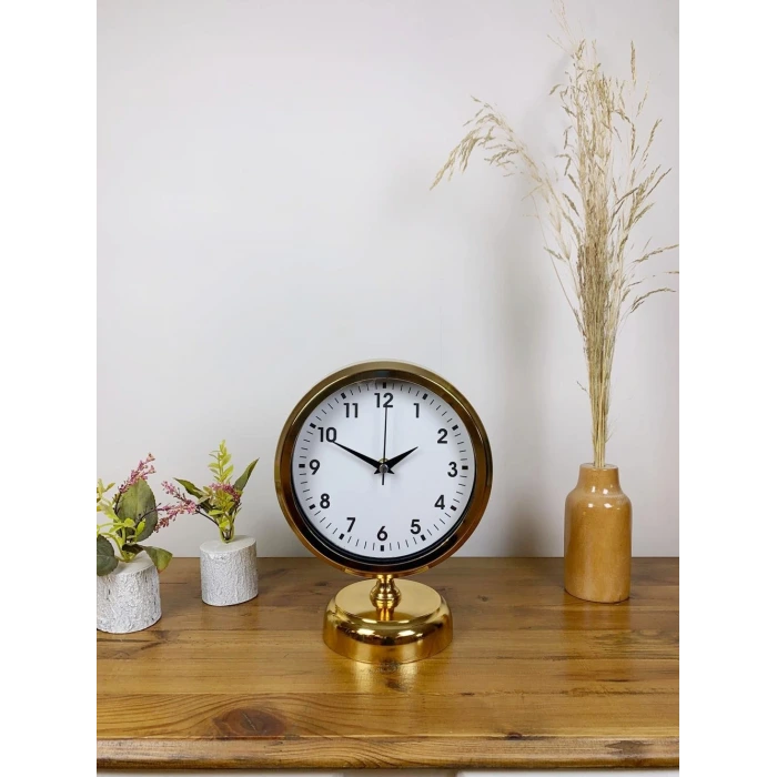 Gold Metal Lüks Masa Saati 25×20 cm
