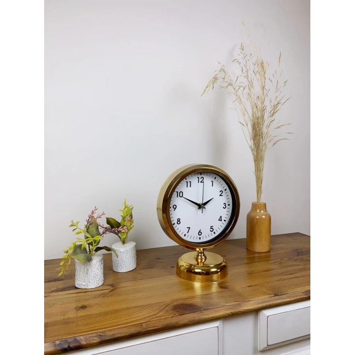 Gold Metal Lüks Masa Saati 25×20 cm