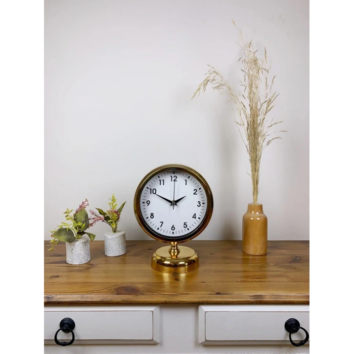 Gold Metal Lüks Masa Saati 25×20 cm