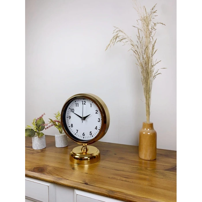 Gold Metal Lüks Masa Saati 25×20 cm