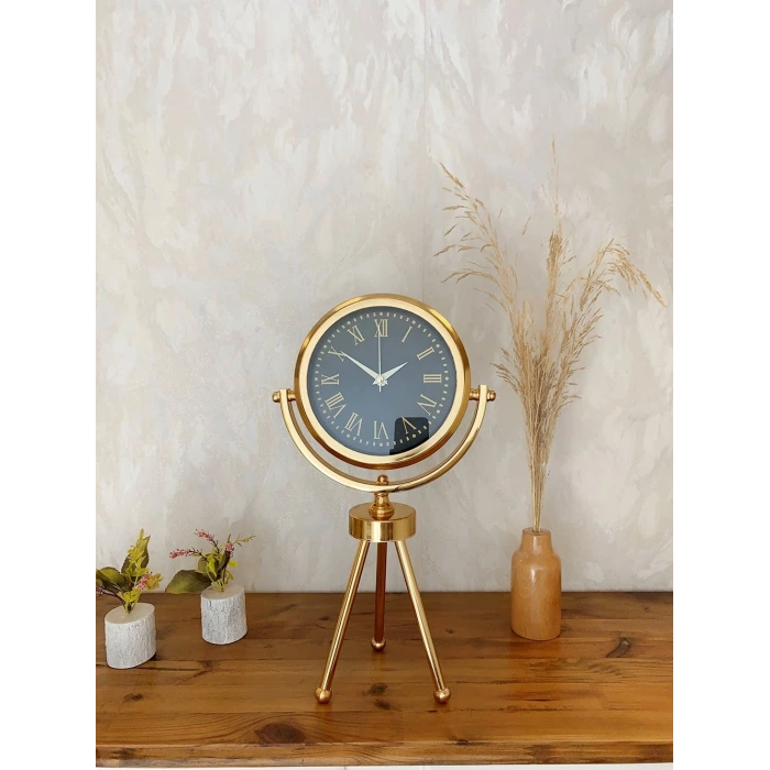 Gold Metal Mini Tripod Sade Masa Saati 45×26 cm