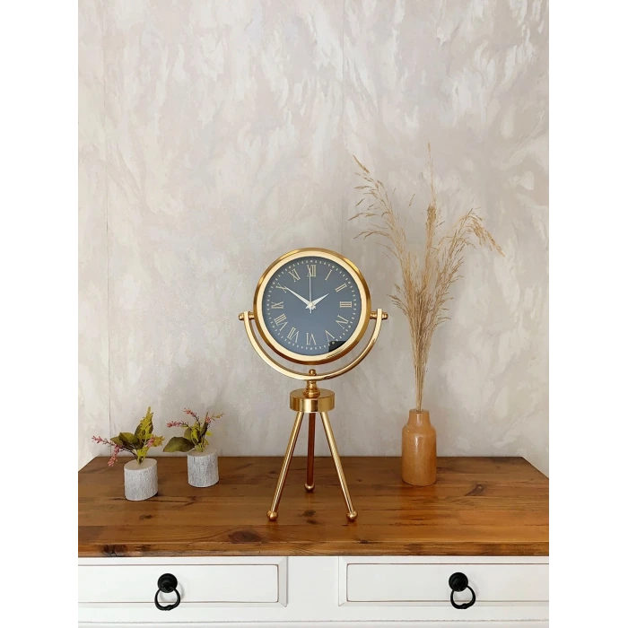 Gold Metal Mini Tripod Sade Masa Saati 45×26 cm
