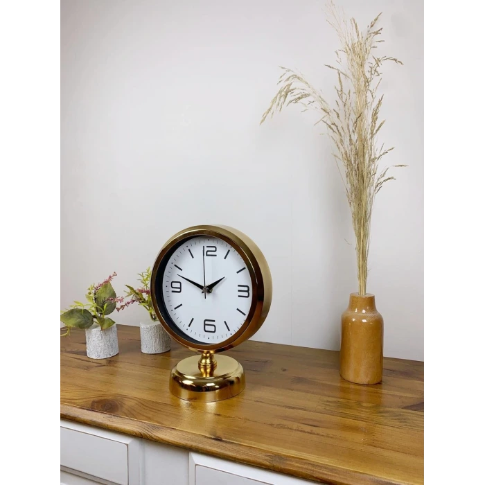 Gold Metal Modern Masa Saati 25×20 cm