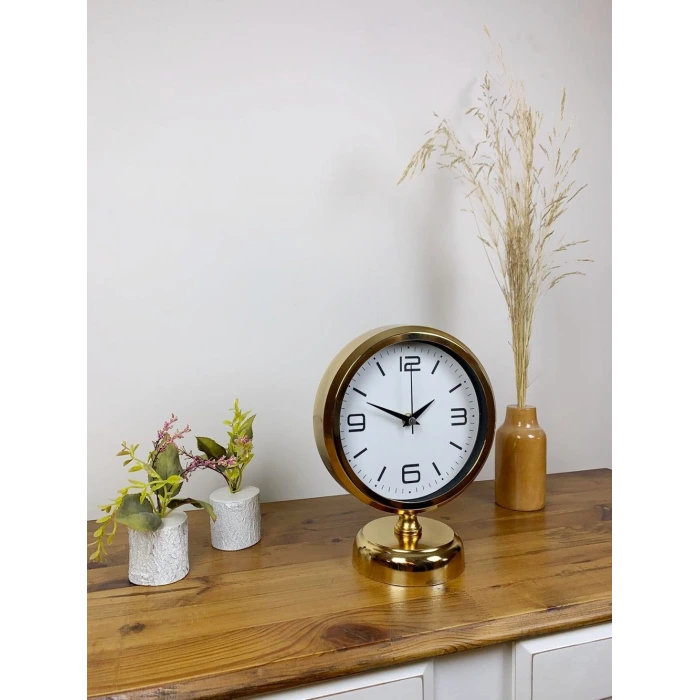 Gold Metal Modern Masa Saati 25×20 cm
