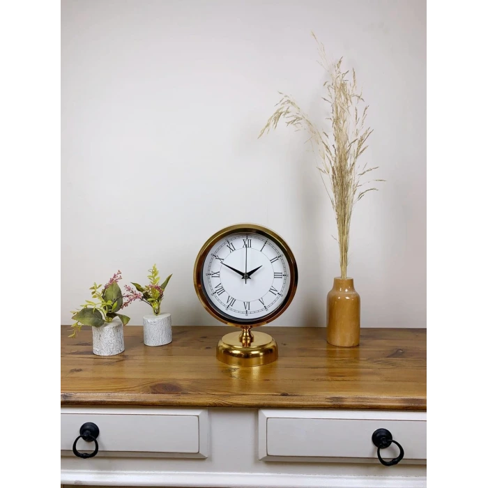 Gold Metal Retro Masa Saati 25×20 cm