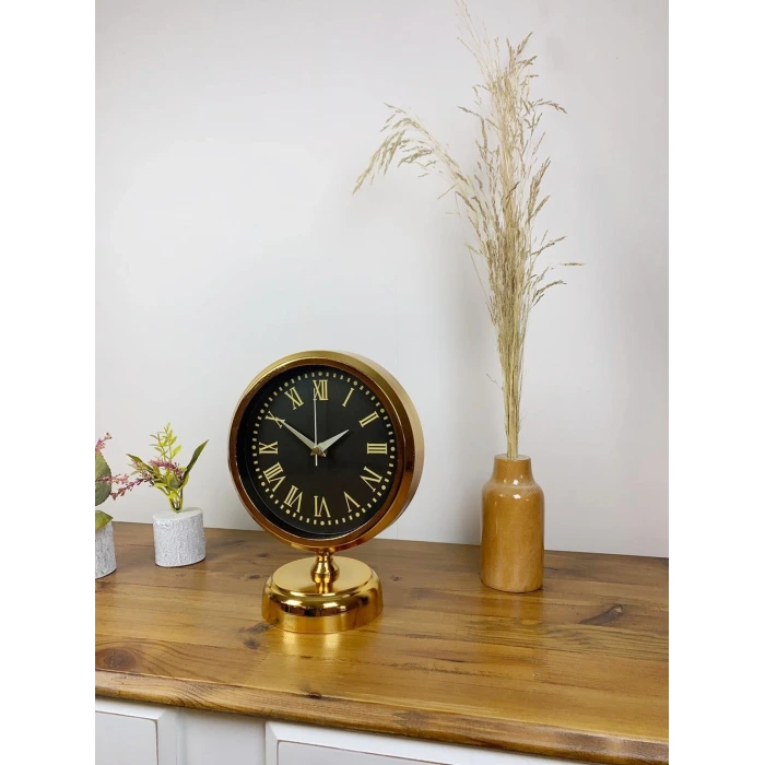 Gold Metal Sade Masa Saati 25×20 cm