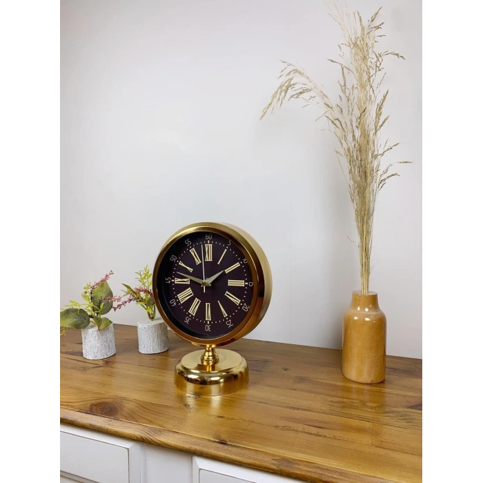 Gold Metal Zarif Masa Saati 25×20 cm