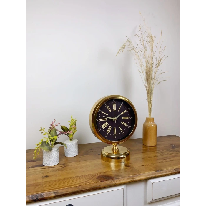 Gold Metal Zarif Masa Saati 25×20 cm