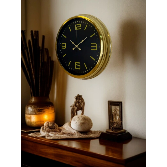 Gold Modern Rakamlı 40 Cm Metal Duvar Saati