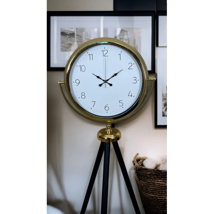 Gold Premium Dekoratif Tripod Ayaklı Saat