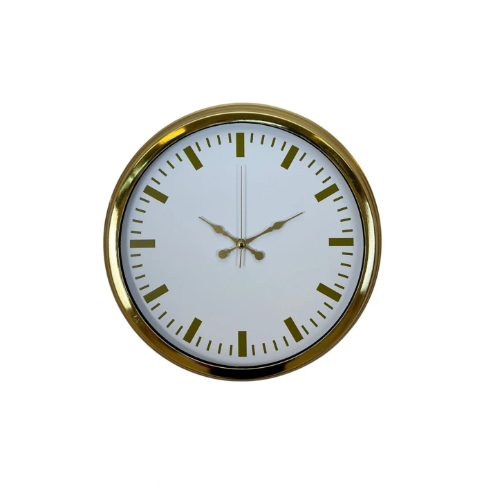 Gold & White Lüks Tasarım 40 Cm Gold Metal Duvar Saati