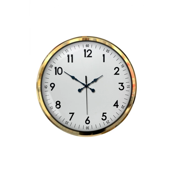 Gold & White Luxury Classic 52 Cm Metal Duvar Saati