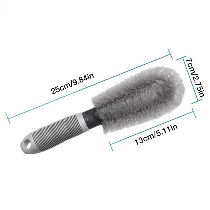 Gri Oto Jant Temizleme Fırçası – Ergonomik Saplı, Lastik ve Jant Detay Temizliği İçin Güçlü Kıllı Fırça