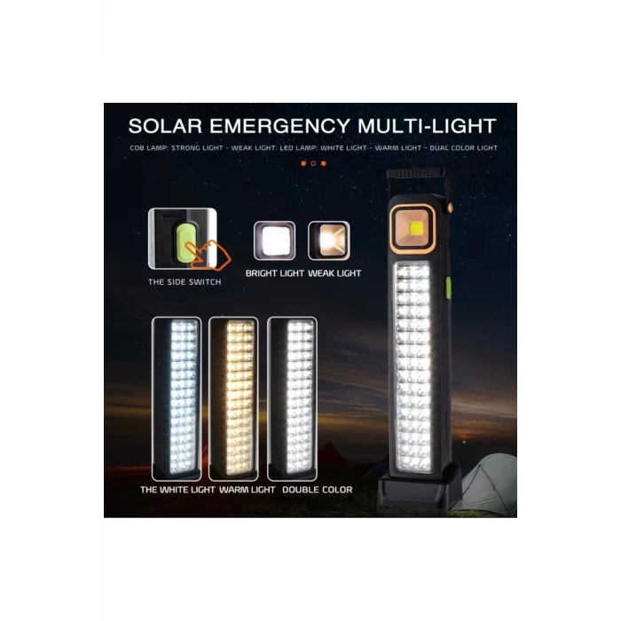 Güneş Enerjili Çok Fonksiyonlu Acil Durum Işığı - Çoklu Aydınlatma ve Şarj Modları