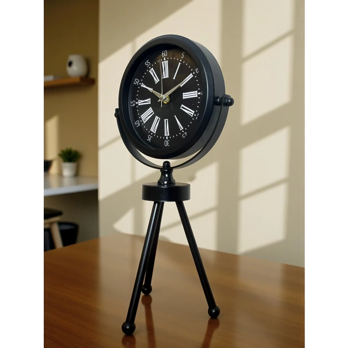 Heritage Black Üç Ayaklı Metal Masa Saati