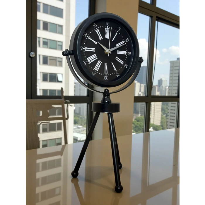 Heritage Black Üç Ayaklı Metal Masa Saati