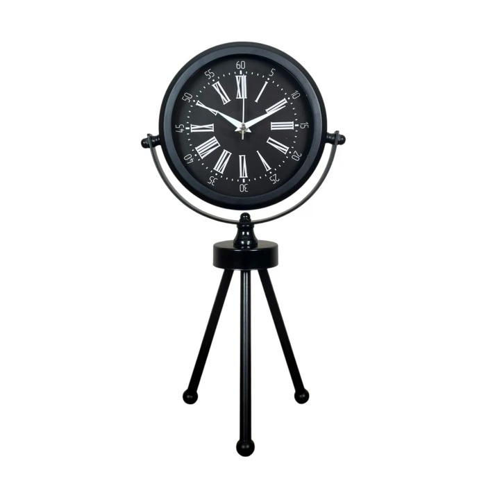 Heritage Black Üç Ayaklı Metal Masa Saati