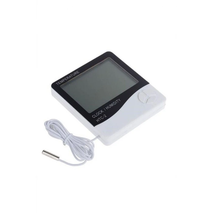 İç ve Dış Ortam Sıcaklığını Ölçebilen LCD Ekran Saat Göstergeli Alarmlı Nem Ölçer Termometre