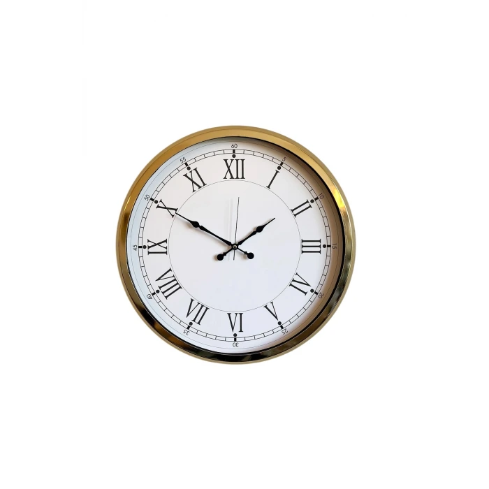 İhtişamlı Gold 52 Cm Metal Roma Rakamlı Lüks Duvar Saati