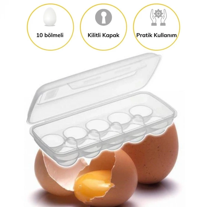 İpek Yıldızı® 10 Bölmeli Kilitli Kapaklı Yumurtalık Saklama Kutusu YU110
