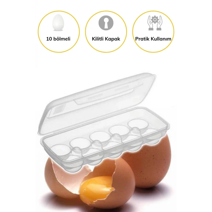 İpek Yıldızı® 10 Bölmeli Kilitli Kapaklı Yumurtalık Saklama Kutusu YU110