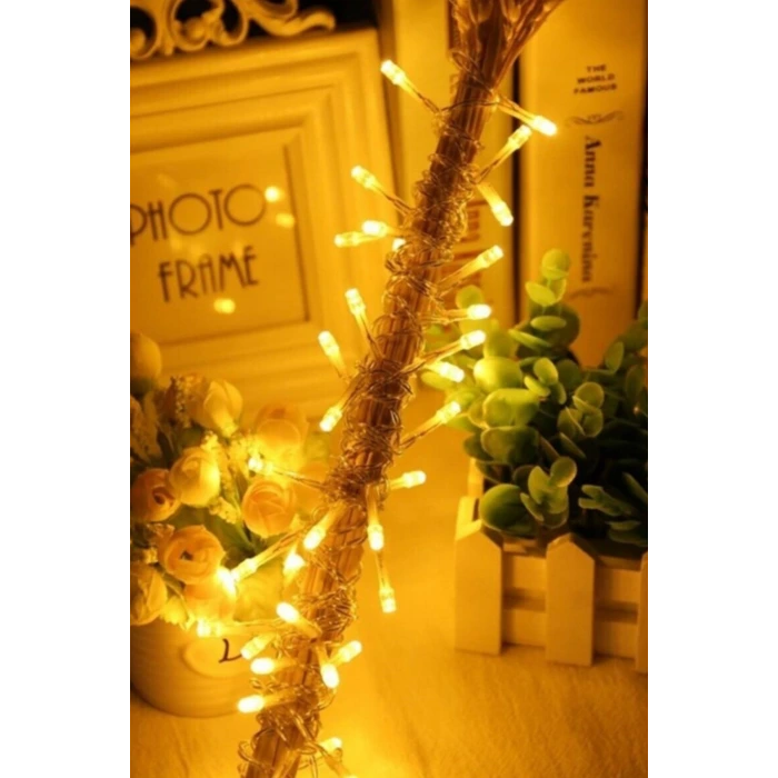 İpek Yıldızı® 10 Metre 100 Ledli 8 Fonksiyonlu Dekoratif Lambader Sarı Lamba