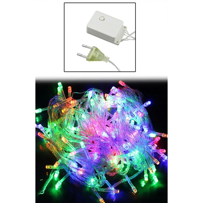 İpek Yıldızı® 10 Metre 100 Ledli 8 Fonksiyonlu Karışık Renkli RGB Led Lamba