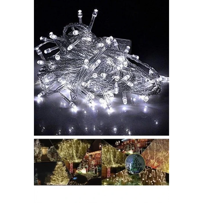 İpek Yıldızı® 100 Ledli 8 Fonksiyonlu 10 Metre Led Aydınlatma Dekor Lambası (beyaz)
