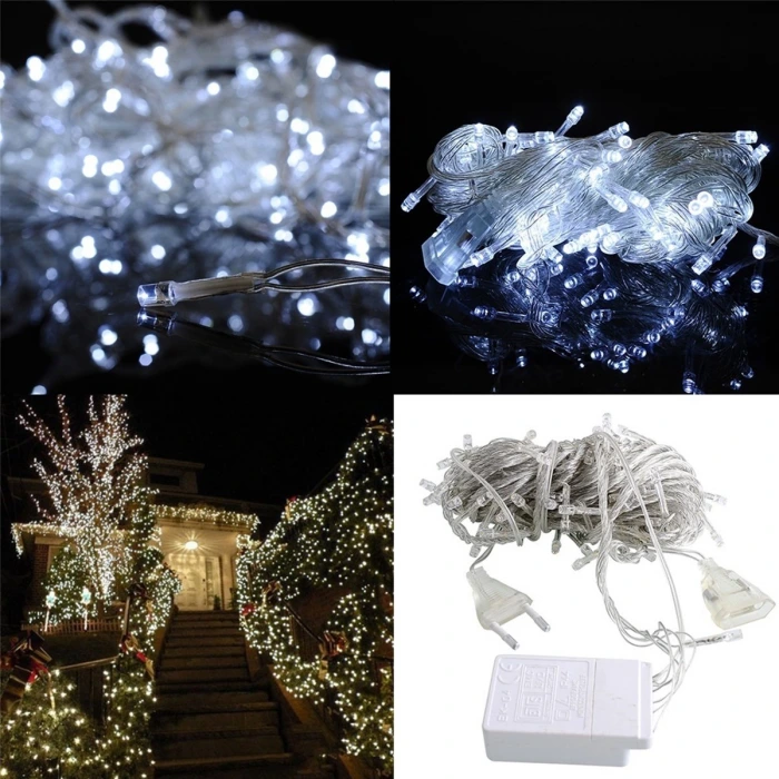 İpek Yıldızı® 100 Ledli 8 Fonksiyonlu 10 Metre Led Aydınlatma Dekor Lambası (beyaz)
