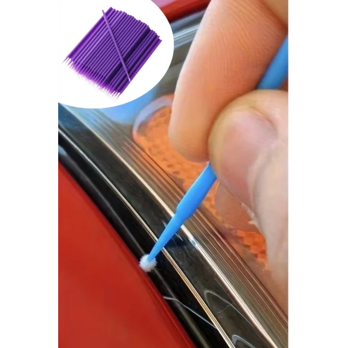İpek Yıldızı® 100’lü Mini Tek Kullanımlık Araba Rötüş Fırçası –İnce Uçlu Yumuşak Kıllı Boya Uygulayıcı, Otomotiv Detaylandırma