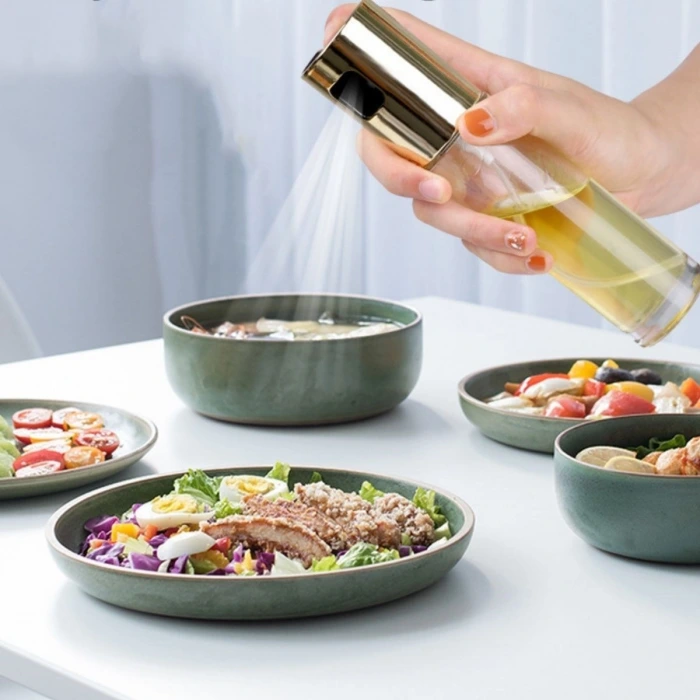 İpek Yıldızı® 100ml Kapasiteli Şeffaf Spreyli Yağdanlık Sosluk Yağ Püskürtücü Yağ Şişesi