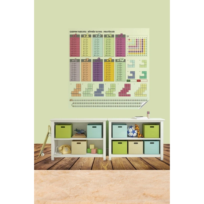 İpek Yıldızı® 100x100cm Statik Kağıt Renkli Çarpım Tablosu