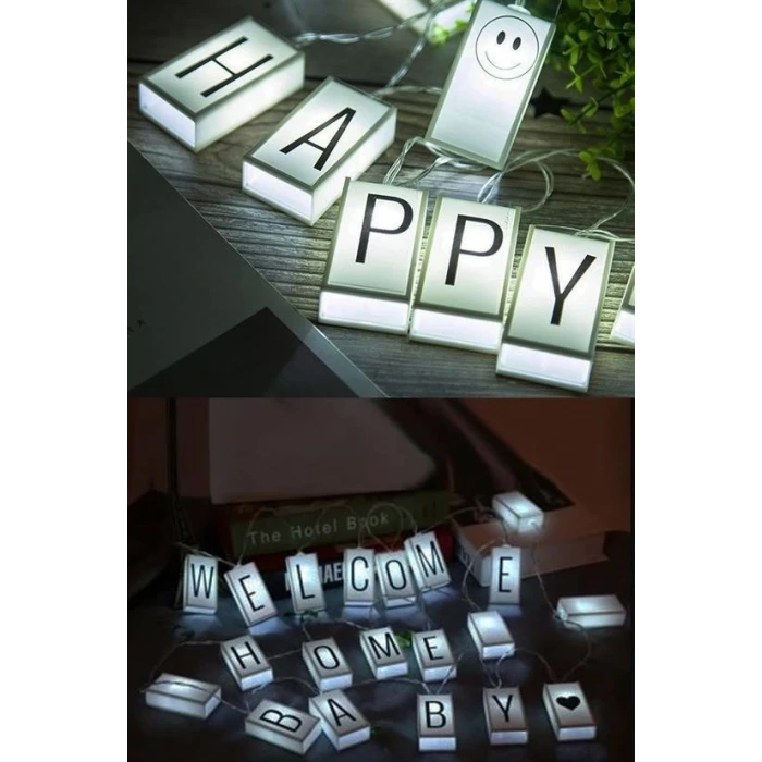 İpek Yıldızı® 10lu Lightbox Işıklı Harf Mesaj Panosu Dekoratif  Harf Işık Zinciri