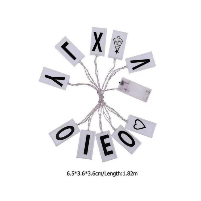 İpek Yıldızı® 10lu Lightbox Işıklı Harf Mesaj Panosu Dekoratif  Harf Işık Zinciri