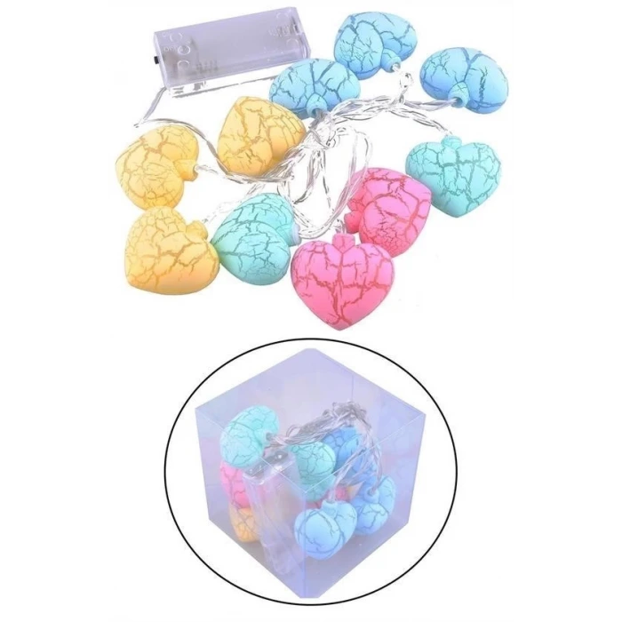 İpek Yıldızı® 10lu Renkli Kalp Şeklinde Dekoratif Dolama Led Aydınlatması