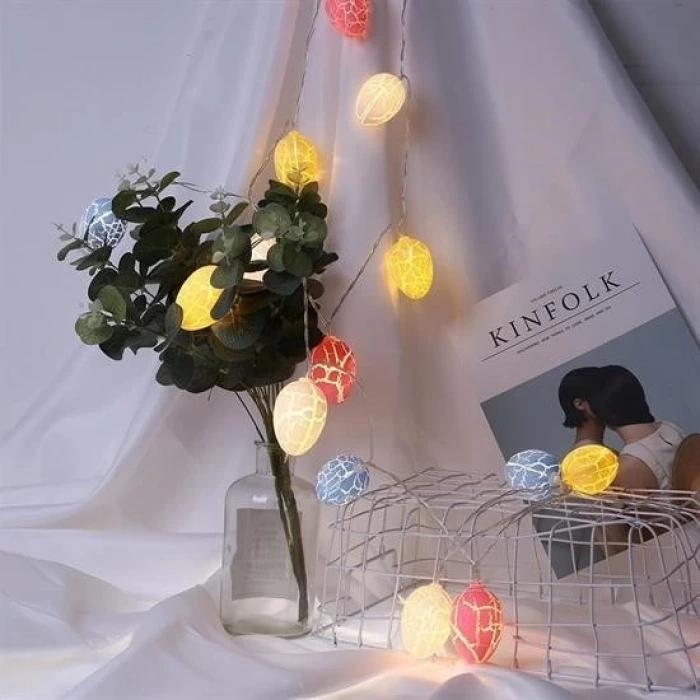 İpek Yıldızı® 10lu Renkli Yumurta Şeklinde Dekoratif Dolama Led Aydınlatma