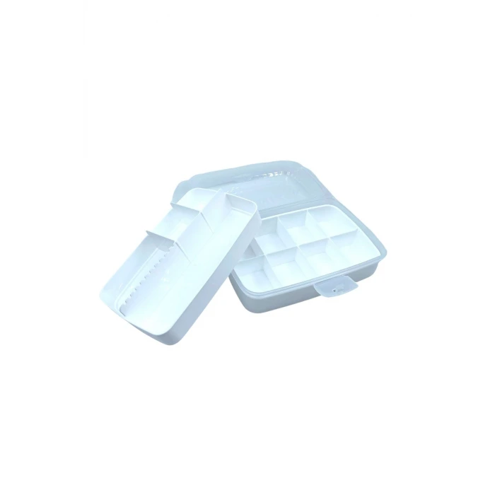 İpek Yıldızı® 12 Bölmeli Çok Amaçlı Takı Toka Kutusu Dikiş Kutusu Kapaklı Organizer Kutusu Bölmeli Kutu