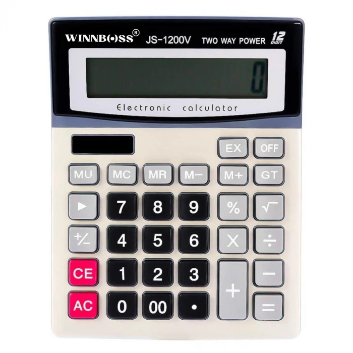 İpek Yıldızı® 12 Haneli Geniş LCD Ekran, Pilli Büyük Düğmeli Hesap Makinesi