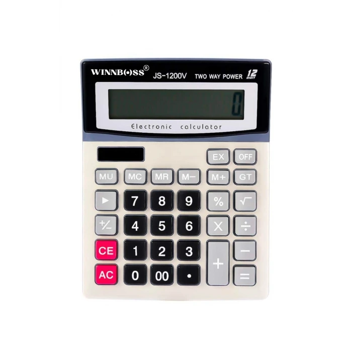 İpek Yıldızı® 12 Haneli Geniş LCD Ekran, Pilli Büyük Düğmeli Hesap Makinesi