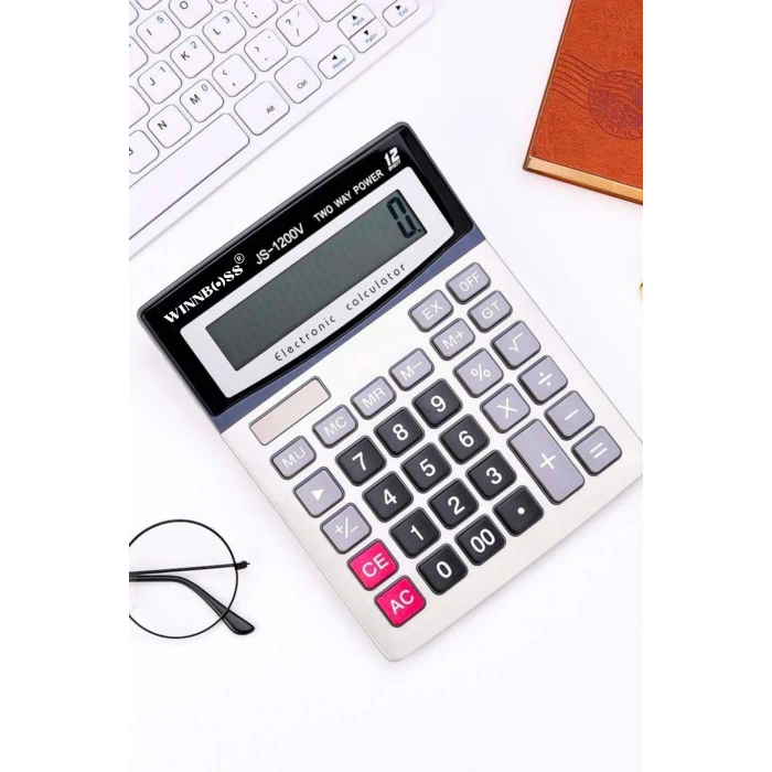 İpek Yıldızı® 12 Haneli Geniş LCD Ekran, Pilli Büyük Düğmeli Hesap Makinesi