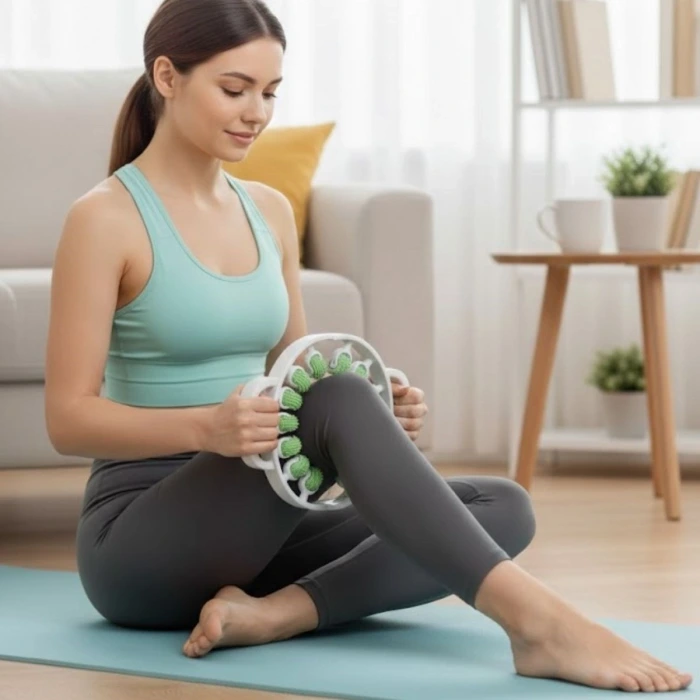 İpek Yıldızı® 12 Tekerlekli Ayarlanabilir Bacak,Bel ve Kol Masaj Aleti – 360° Tam Daire Derin Doku Kas ve Lenfatik Masaj Silindiri