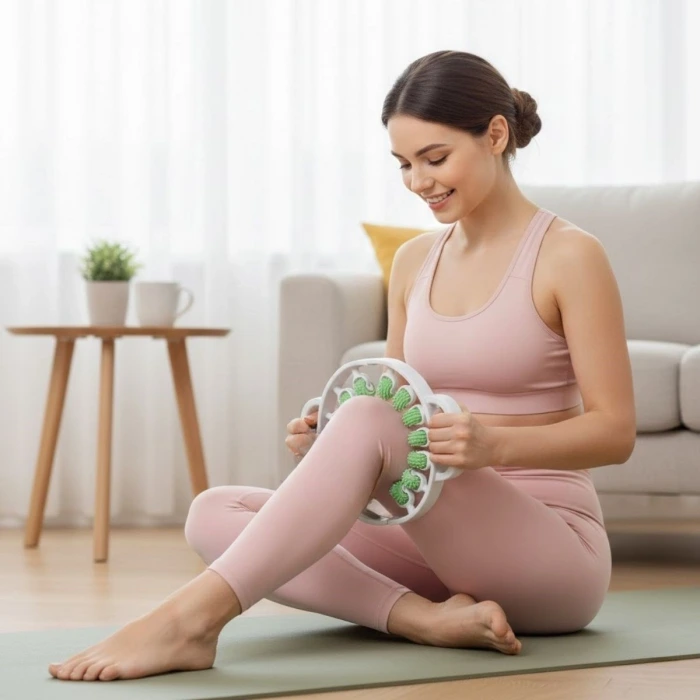 İpek Yıldızı® 12 Tekerlekli Ayarlanabilir Bacak,Bel ve Kol Masaj Aleti – 360° Tam Daire Derin Doku Kas ve Lenfatik Masaj Silindiri