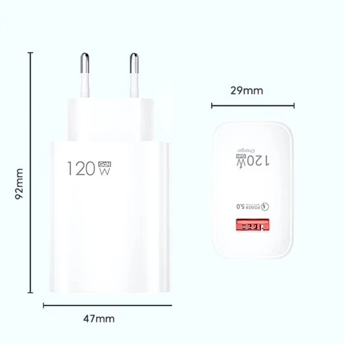 İpek Yıldızı® 120W USB Hızlı Type C Uçlu Kablolu Şarj Aleti